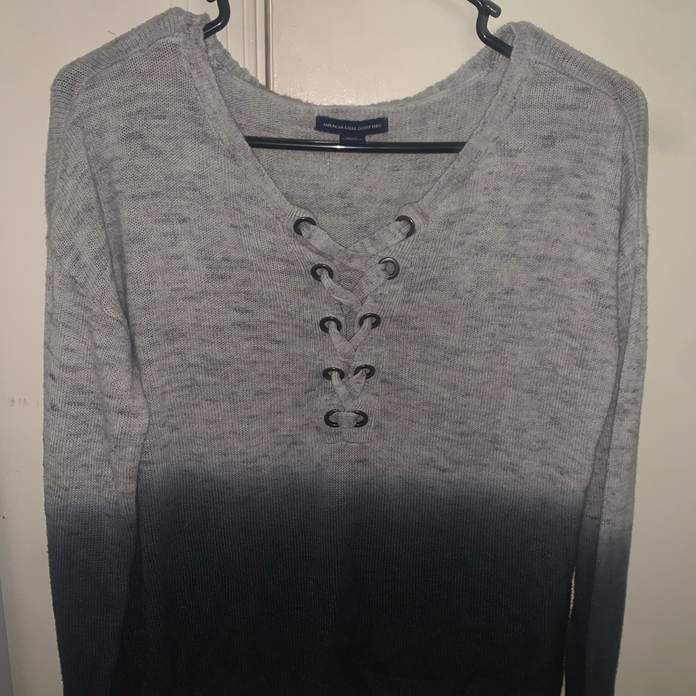 Grey/Dark Blue Hollister Sweater, Size Medium
